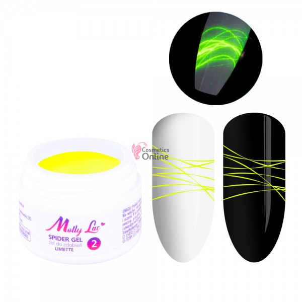 Gel UV Mollylac Spider Fluorescent Galben Limette, gel panza de paianjen 3 ml nr. 2
